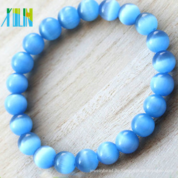 hochwertige blaue Phantasie runden Form Glas Katzenauge Edelstein Armband